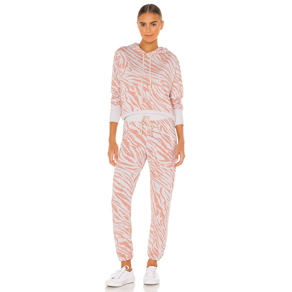 SUNDRY Hoodie XS Orange Zebra Print Long Sleeve Pullover Knit - Picture 5 of 14